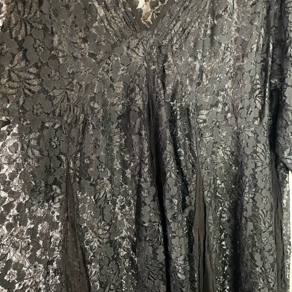 HolyClothing Black Lace Maxi Dress 5X NWT Renaissance Goth Witchy Plus Size - Picture 12 of 16